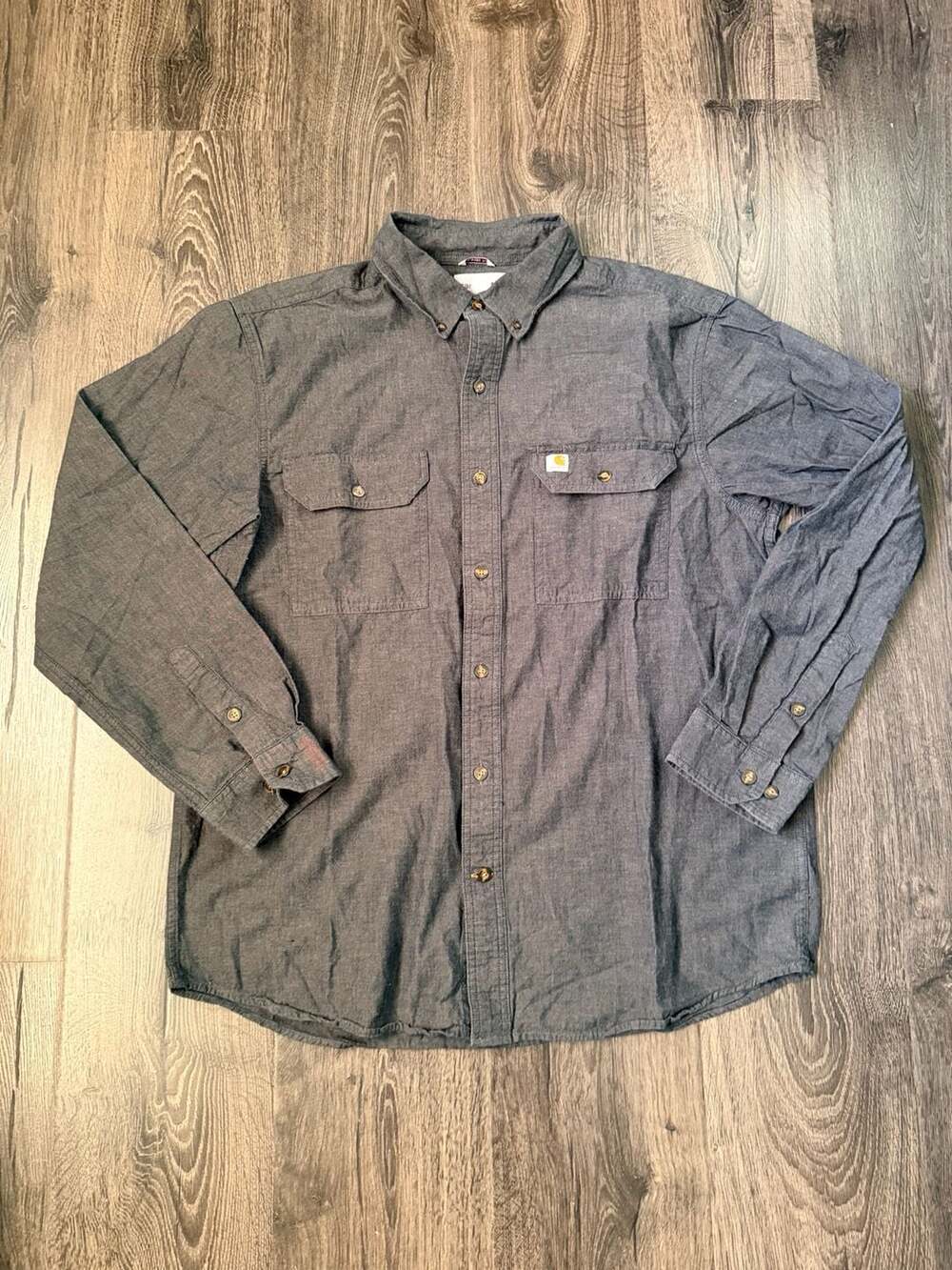 Men's Carhartt Relaxed Fit Dark Gray Long Sleeve Button Down